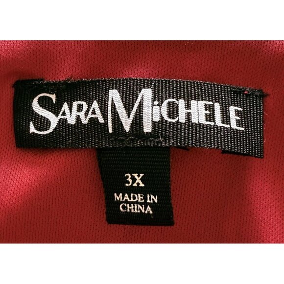 Sara Michelle Womens Red Wavy Striped Short Sleeve Top 3X Casual Holiday - Picture 5 of 7